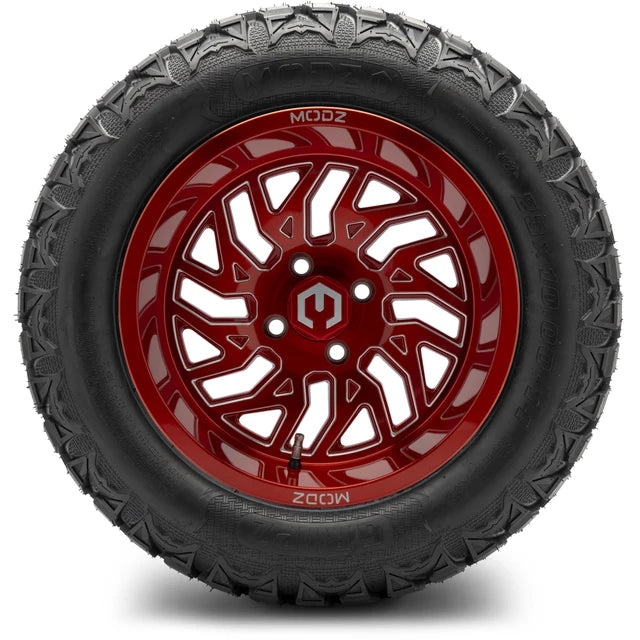 MODZ 14" Carnage Brushed Red with Ball Mill Wheels & Off-Road Tires Combo