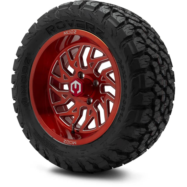 MODZ 14" Carnage Brushed Red with Ball Mill Wheels & Off-Road Tires Combo