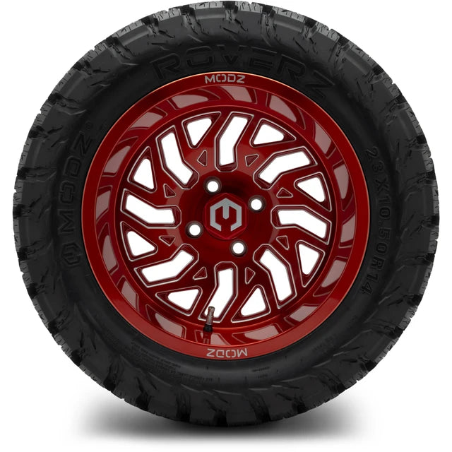 MODZ 14" Carnage Brushed Red with Ball Mill Wheels & Off-Road Tires Combo
