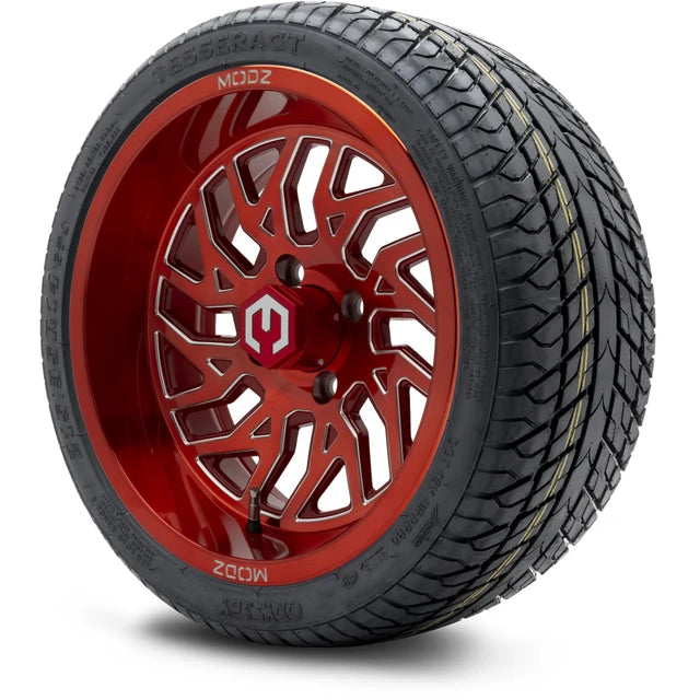MODZ 14" Carnage Brushed Red with Ball Mill Wheels & Street Tires Combo