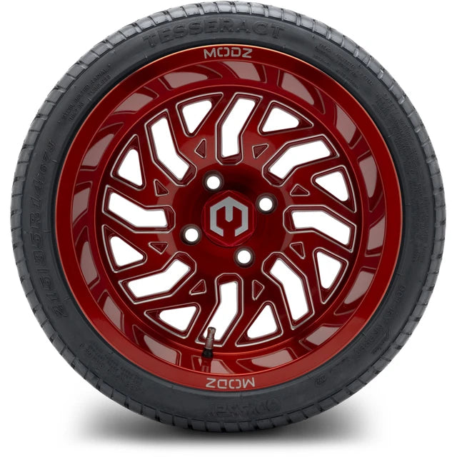 MODZ 14" Carnage Brushed Red with Ball Mill Wheels & Street Tires Combo