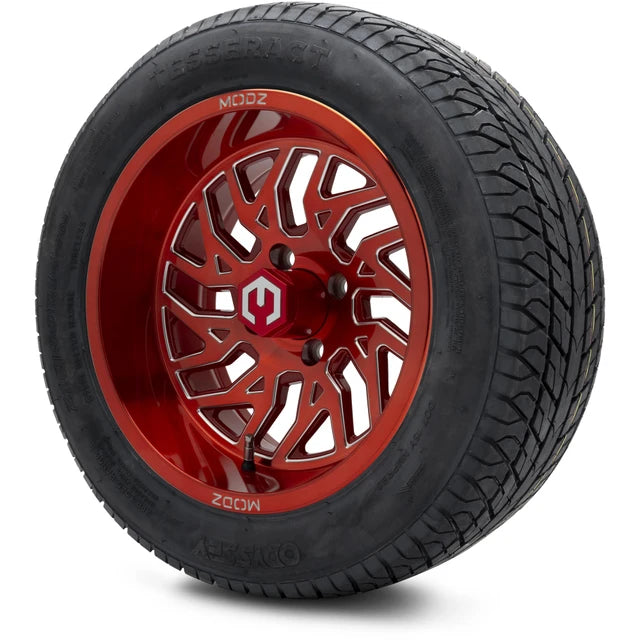 MODZ 14" Carnage Brushed Red with Ball Mill Wheels & Street Tires Combo