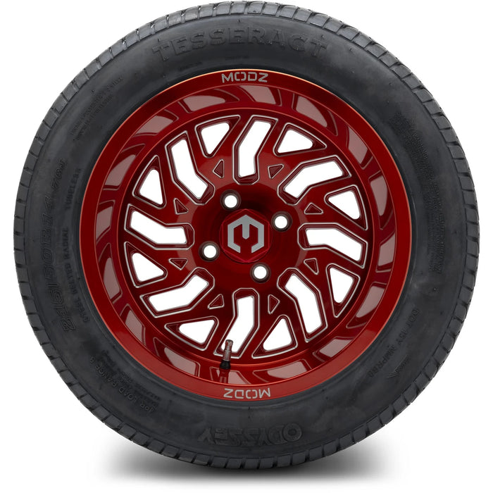 MODZ 14" Carnage Brushed Red with Ball Mill Wheels & Street Tires Combo