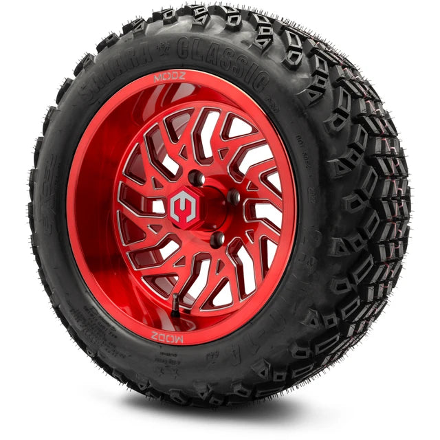 MODZ 14" Carnage Brushed Red with Ball Mill Wheels & Off-Road Tires Combo
