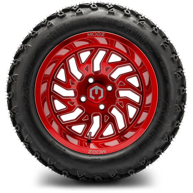 MODZ 14" Carnage Brushed Red with Ball Mill Wheels & Off-Road Tires Combo