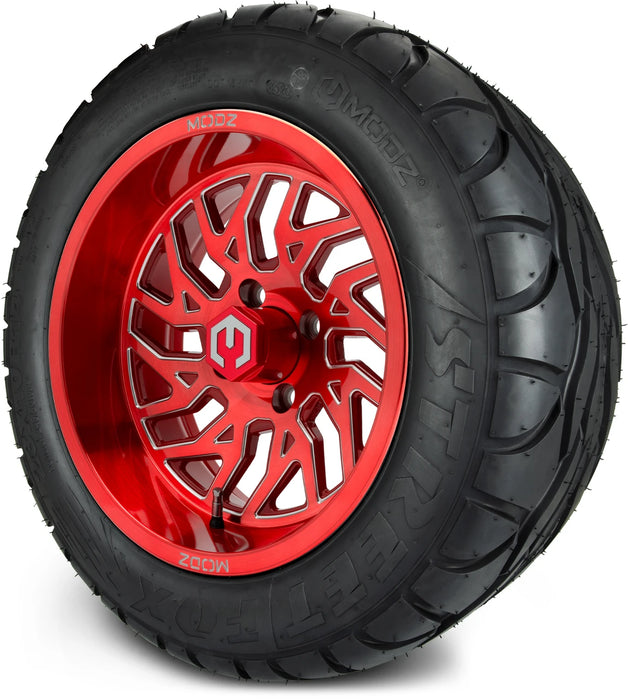 MODZ 14" Carnage Brushed Red with Ball Mill Wheels & Street Tires Combo