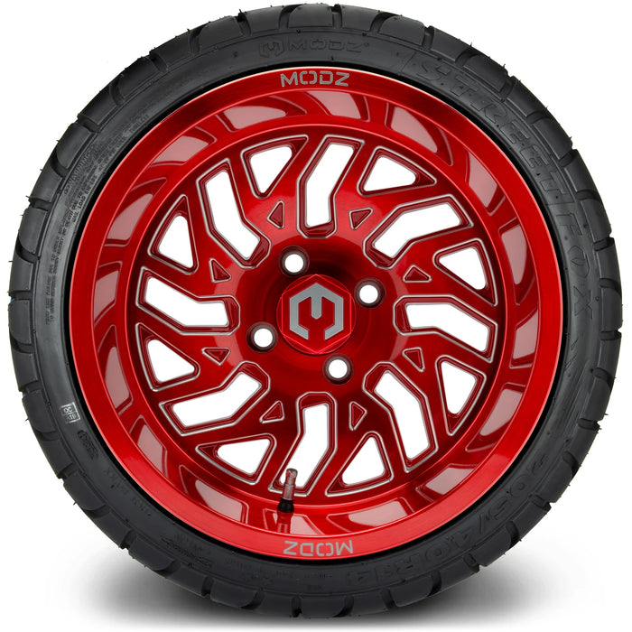 MODZ 14" Carnage Brushed Red with Ball Mill Wheels & Street Tires Combo