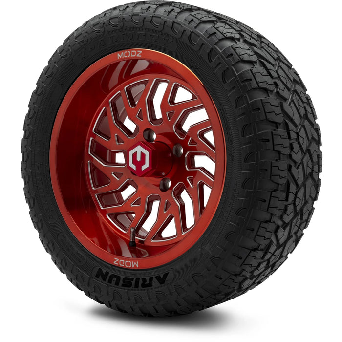 MODZ 14" Carnage Brushed Red with Ball Mill Wheels & Off-Road Tires Combo