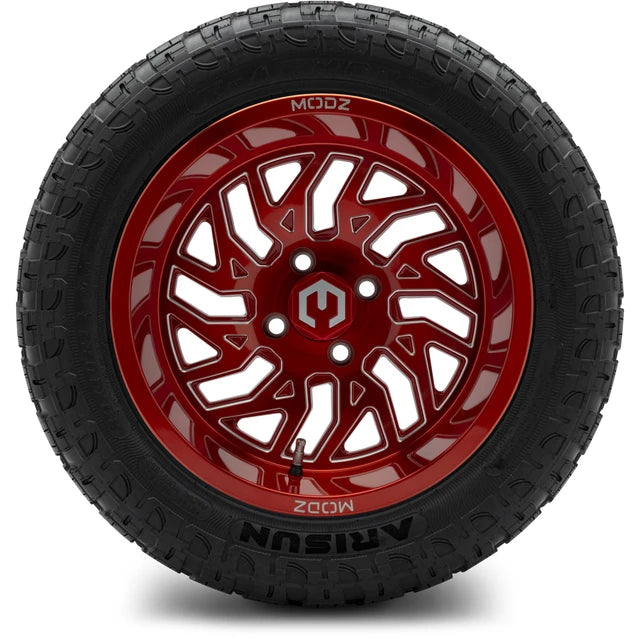 MODZ 14" Carnage Brushed Red with Ball Mill Wheels & Off-Road Tires Combo