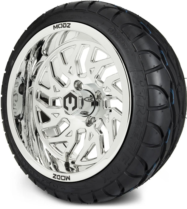 MODZ 14" Carnage Chrome Wheels & Street Tires Combo