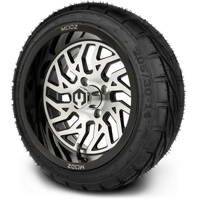 MODZ 14" Carnage Machined Black Wheels & Street Tires Combo