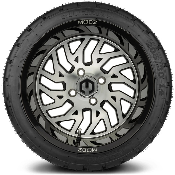 MODZ 14" Carnage Machined Black Wheels & Street Tires Combo