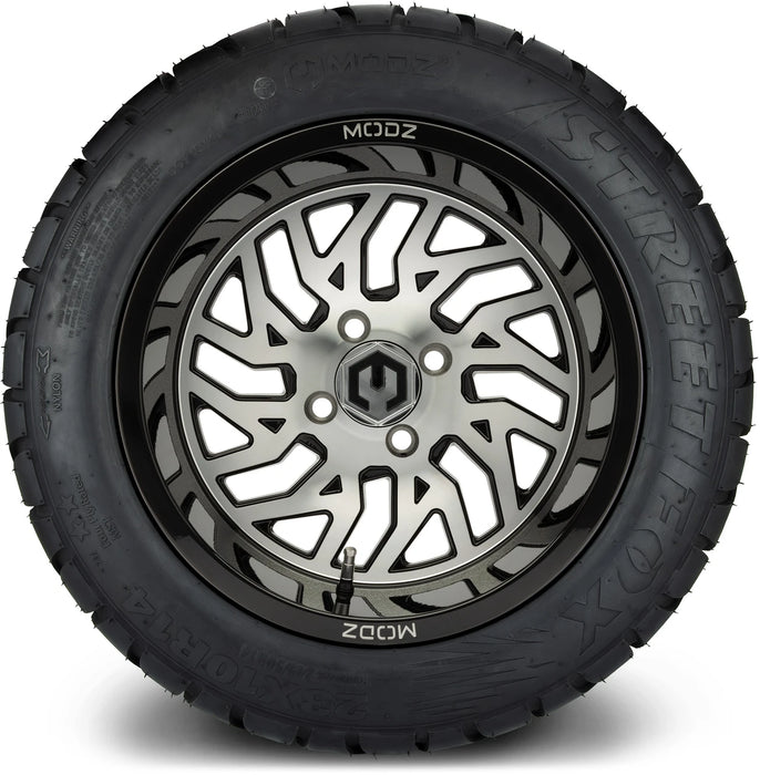 MODZ 14" Carnage Machined Black Wheels & Street Tires Combo