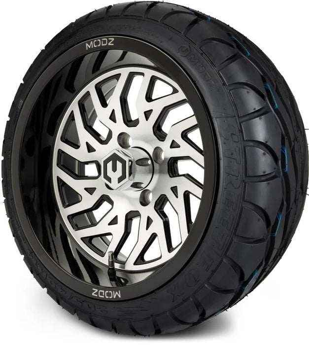 MODZ 14" Carnage Machined Black Wheels & Street Tires Combo