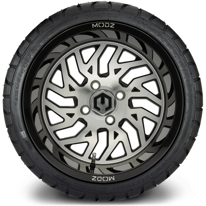 MODZ 14" Carnage Machined Black Wheels & Street Tires Combo