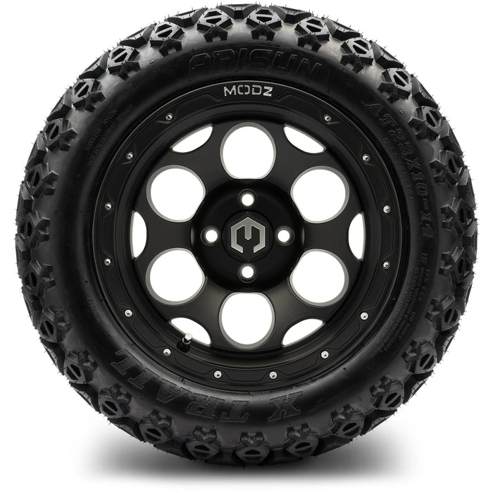 MODZ 14" Militia Matte Black Wheels & Off-Road Tires Combo