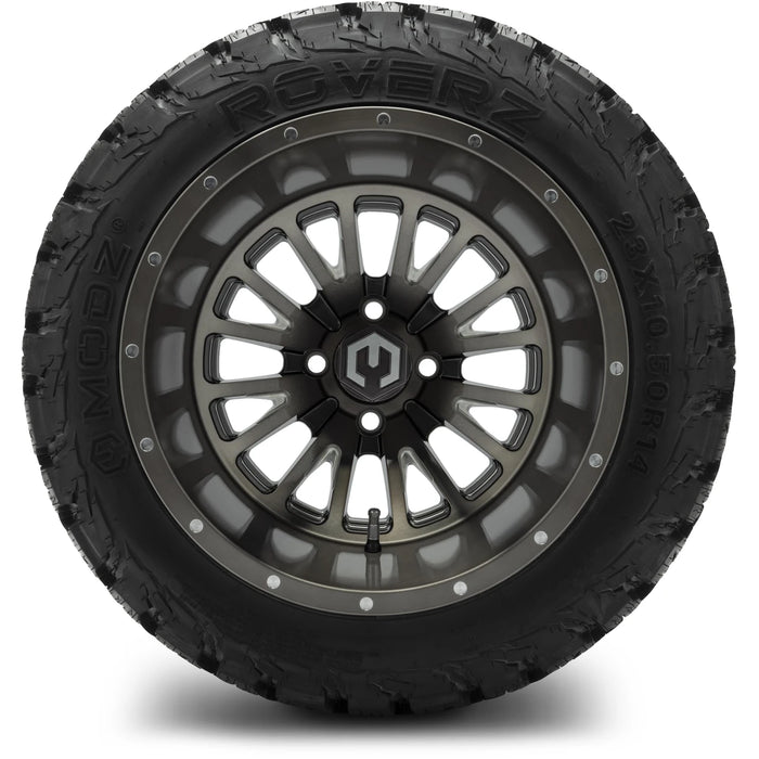 MODZ 14" Assassin Brushed Gunmetal with Ball Mill Wheels & Off-Road Tires Combo