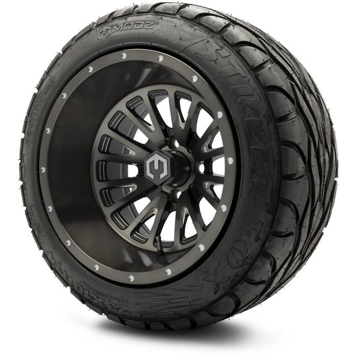 MODZ 14" Assassin Brushed Gunmetal with Ball Mill Wheels & Street Tires Combo