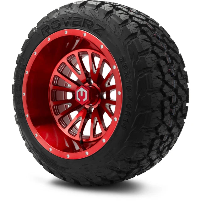 MODZ 14" Assassin Brushed Red with Ball Mill Wheels & Off-Road Tires Combo