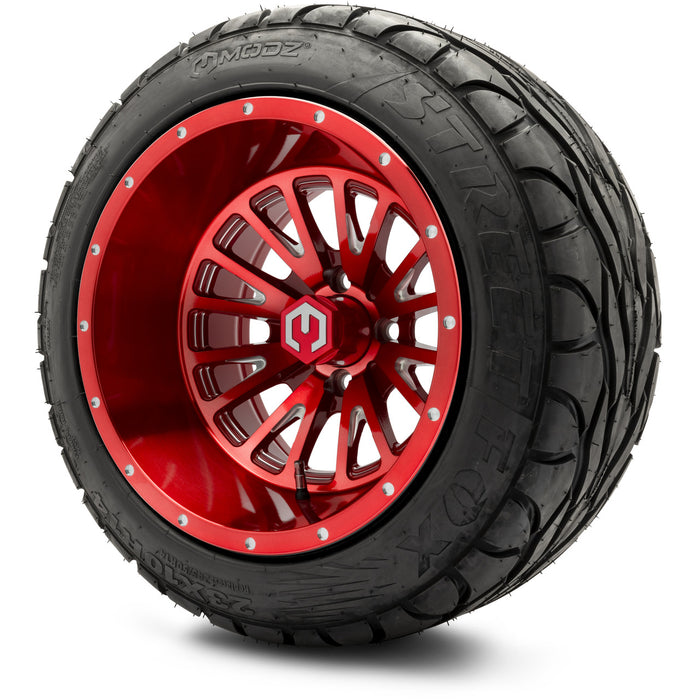 MODZ 14" Assassin Brushed Red with Ball Mill Wheels & Street Tires Combo