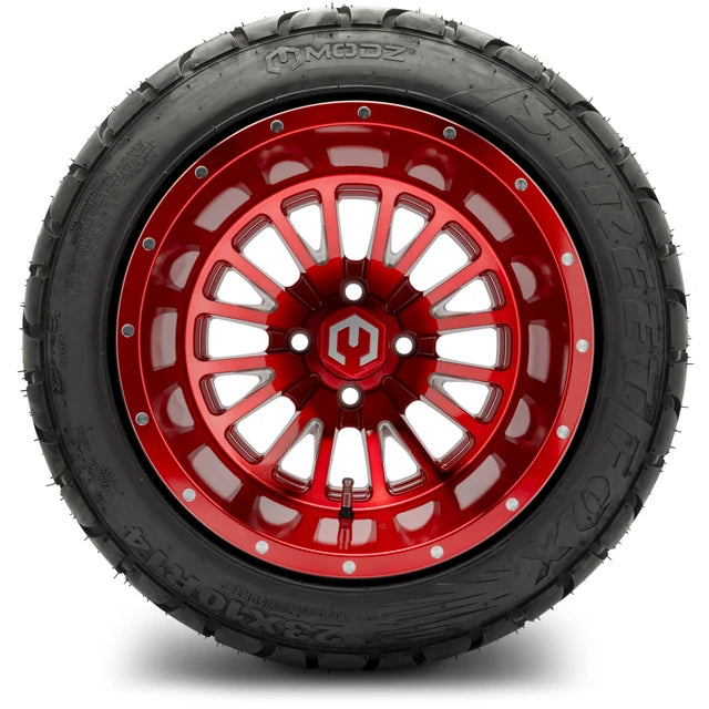 MODZ 14" Assassin Brushed Red with Ball Mill Wheels & Street Tires Combo