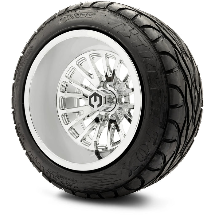 MODZ 14" Assassin Chrome Wheels & Street Tires Combo