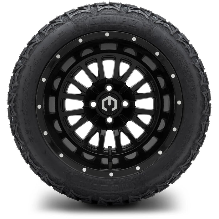 MODZ 14" Assassin Glossy Black Wheels & Off-Road Tires Combo