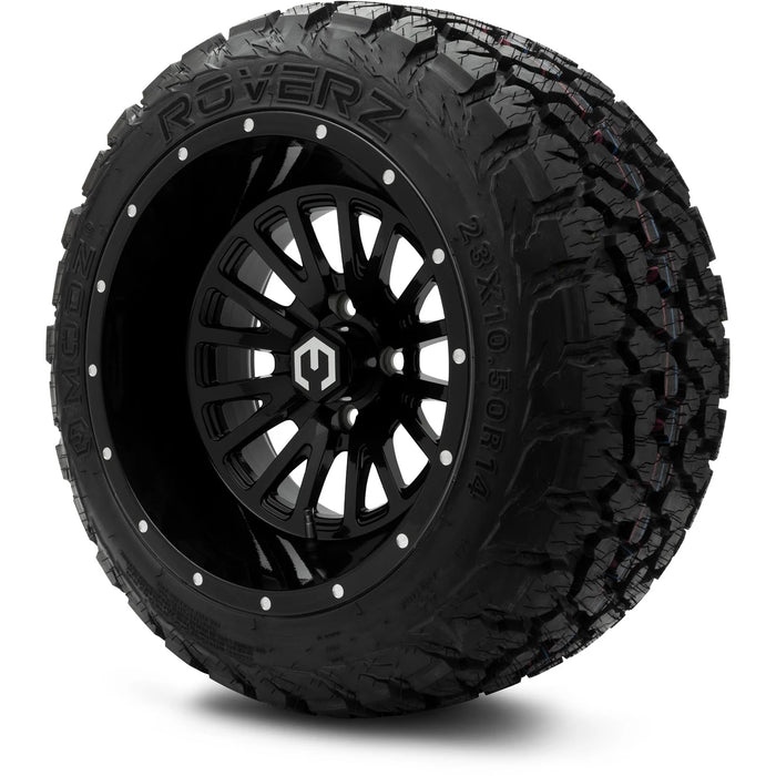 MODZ 14" Assassin Glossy Black Wheels & Off-Road Tires Combo