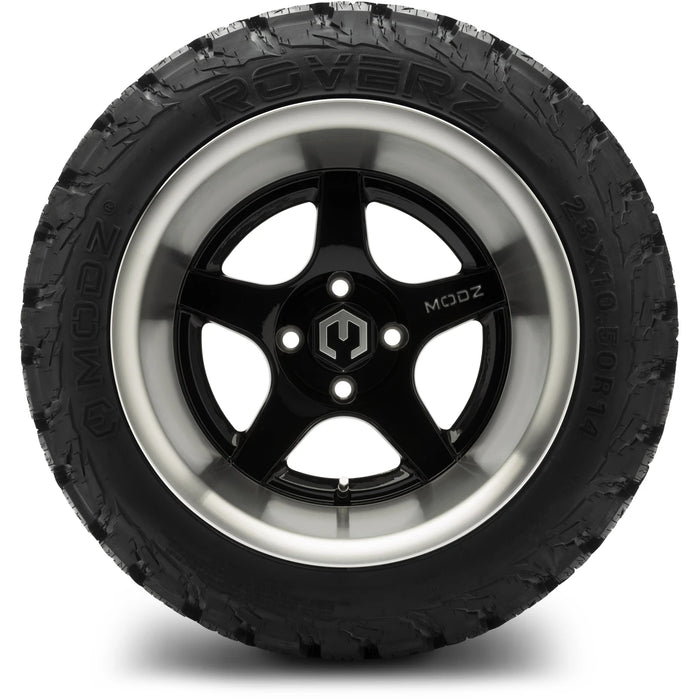 MODZ 14" Maverick Machined Black Wheels & Off-Road Tires Combo