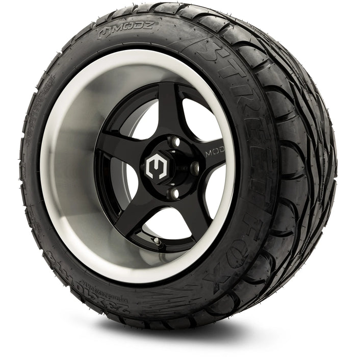 MODZ 14" Maverick Machined Black Wheels & Street Tires Combo