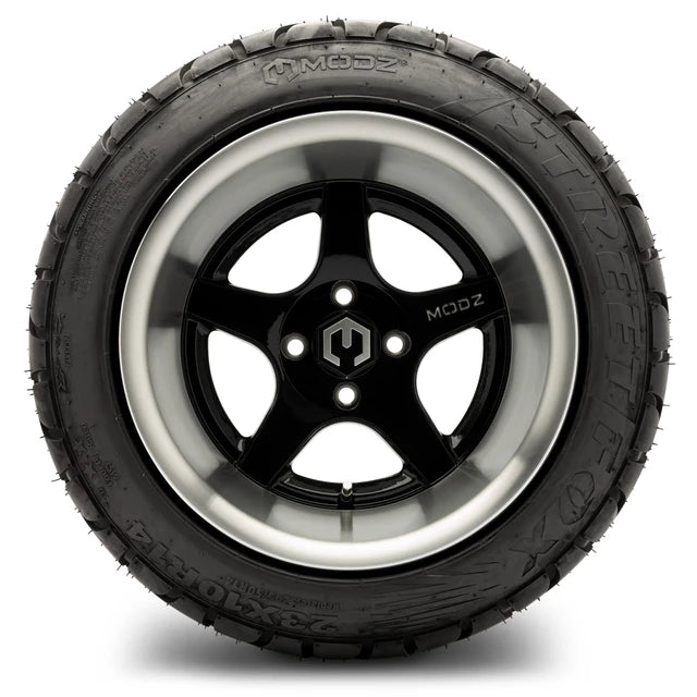 MODZ 14" Maverick Machined Black Wheels & Street Tires Combo