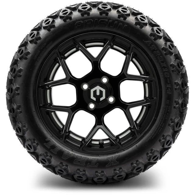 MODZ 14" Renegade Glossy Black with Ball Mill Wheels & Off-Road Tires Combo