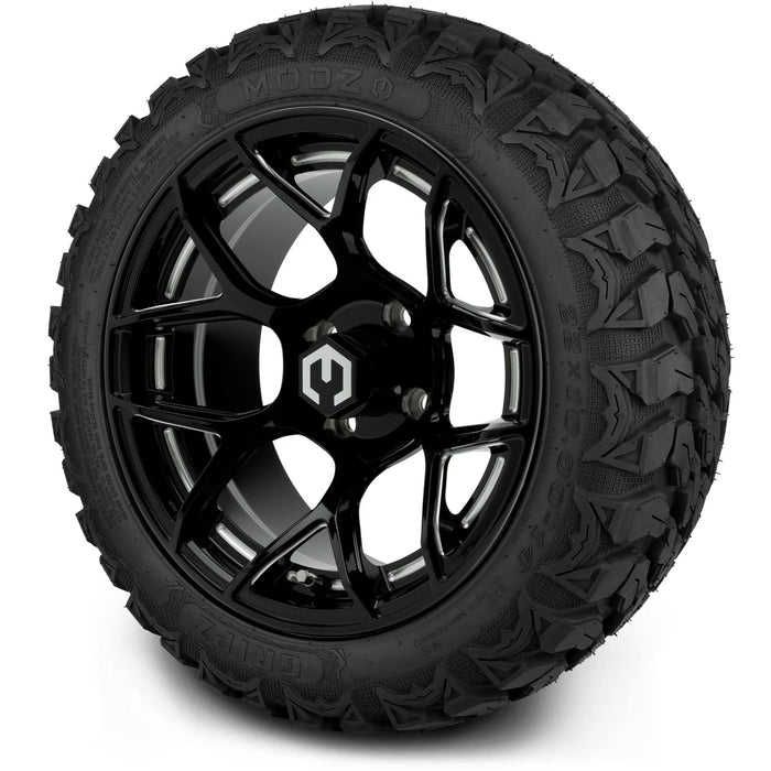 MODZ 14" Renegade Glossy Black with Ball Mill Wheels & Off-Road Tires Combo
