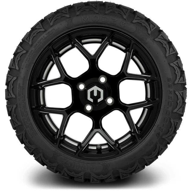 MODZ 14" Renegade Glossy Black with Ball Mill Wheels & Off-Road Tires Combo