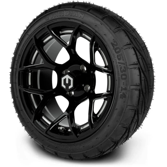 MODZ 14" Renegade Glossy Black with Ball Mill Wheels & Street Tires Combo