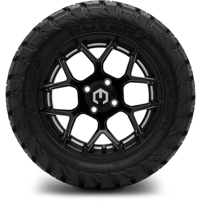 MODZ 14" Renegade Glossy Black with Ball Mill Wheels & Off-Road Tires Combo
