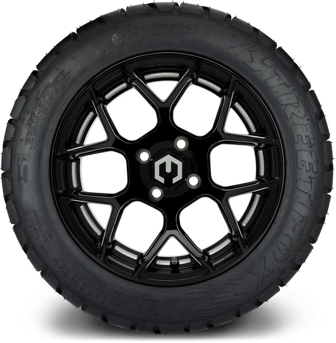 MODZ 14" Renegade Glossy Black with Ball Mill Wheels & Street Tires Combo