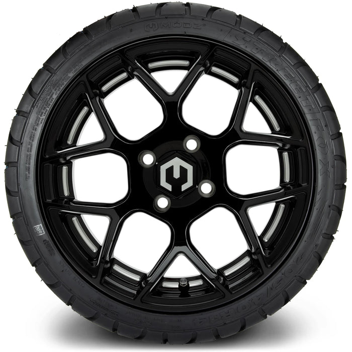 MODZ 14" Renegade Glossy Black with Ball Mill Wheels & Street Tires Combo