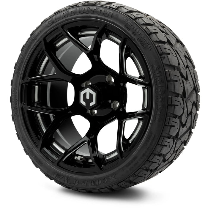 MODZ 14" Renegade Glossy Black with Ball Mill Wheels & Off-Road Tires Combo