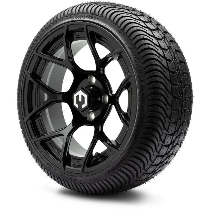 MODZ 14" Renegade Glossy Black Wheels & Street Tires Combo