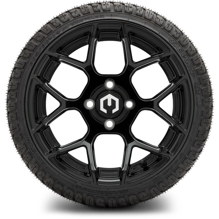MODZ 14" Renegade Glossy Black Wheels & Street Tires Combo