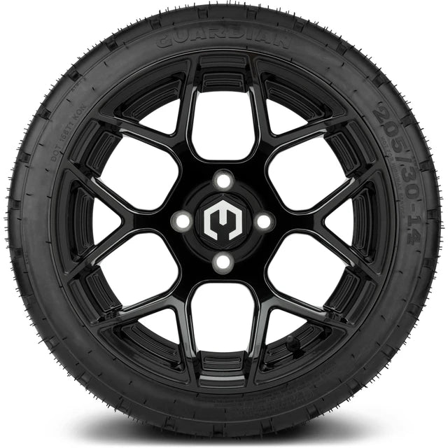 MODZ 14" Renegade Glossy Black Wheels & Street Tires Combo