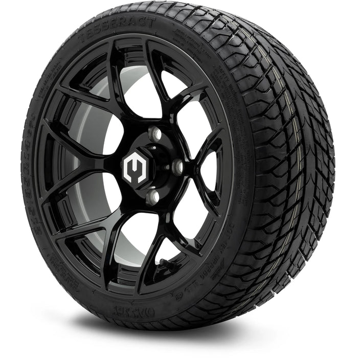 MODZ 14" Renegade Glossy Black Wheels & Street Tires Combo