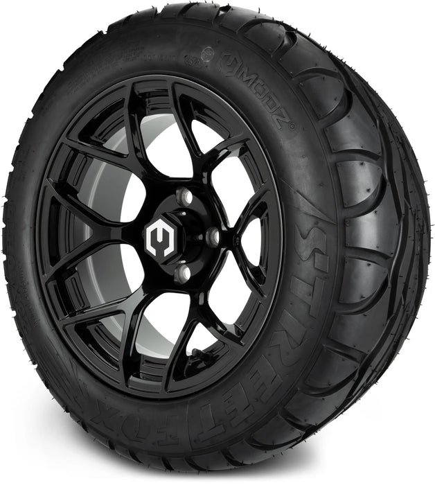 MODZ 14" Renegade Glossy Black Wheels & Street Tires Combo