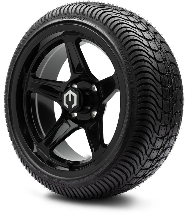 MODZ 14" Drift Glossy Black Wheels & Street Tires Combo