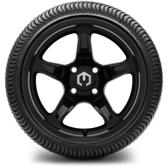 MODZ 14" Drift Glossy Black Wheels & Street Tires Combo