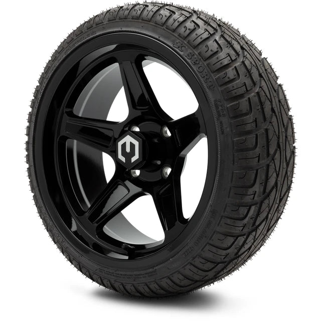 MODZ 14" Drift Glossy Black Wheels & Street Tires Combo