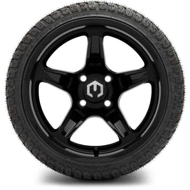 MODZ 14" Drift Glossy Black Wheels & Street Tires Combo