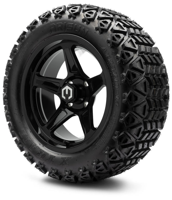 MODZ 14" Drift Glossy Black Wheels & Off-Road Tires Combo