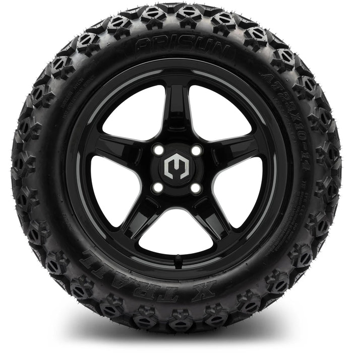 MODZ 14" Drift Glossy Black Wheels & Off-Road Tires Combo